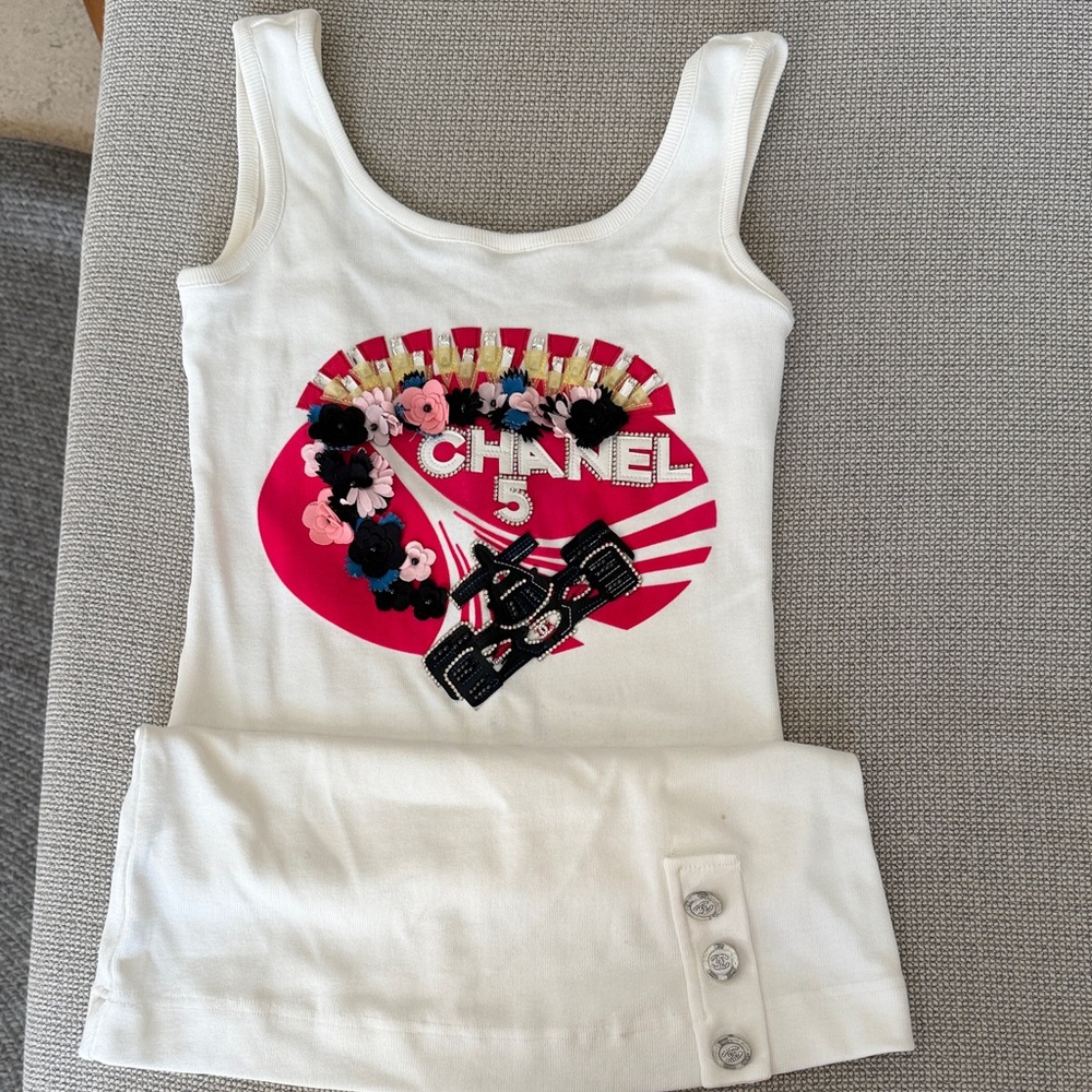 CHANEL White and Pink Mini Dress